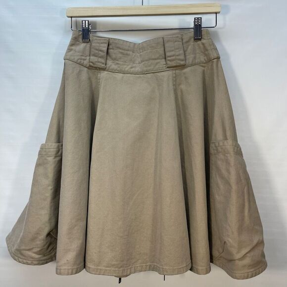 (NUDE) Beige Layered Flared High Rise Ruffle Denim Skirt Size 28 - Picture 3 of 9